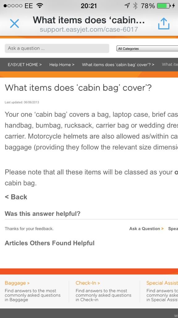 easyjet suit carrier