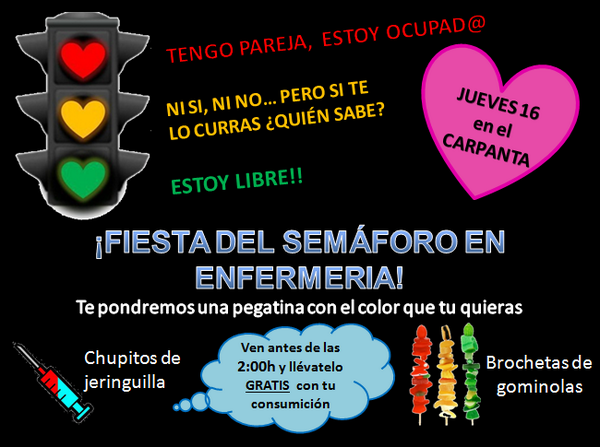 FiestasEnferUBU's tweet photo. Enfermería te invita este jueves en el #Carpanta a la #FiestaDelSemáforo! Viniendo antes de las 2... ¡Chupito gratis! http://t.co/rBCYTsrQsa