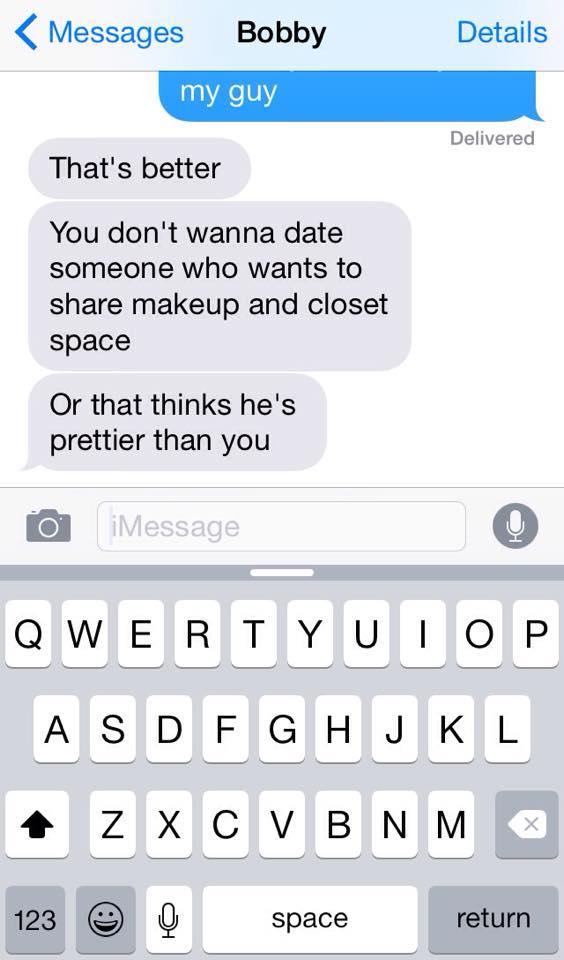 JulesXavier's tweet photo. Bobby's argument on why I should ignore the male models at work #bobbyknowsbest #bobbysthoughts #makeupisforgirls http://t.co/VewcUohsm1