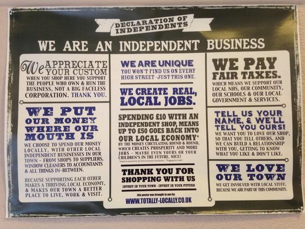 The Declaration of Independence - as seen in the Penrith Toffee Shop.