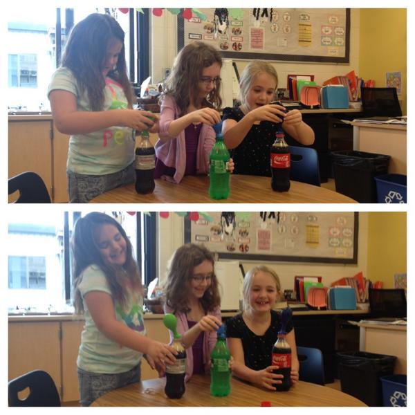 MTEGrade2's tweet photo. Mrs. Spratt's class experimented to find out which soda contained the most gas. #bscsd#2ndgrade http://t.co/rQUSYYEnFr