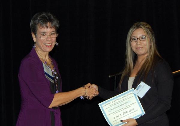fcimmigration's tweet photo. @maricopabar Paralegal Kathy Bunch presenting the Foundation Scholarship #mcba#paralegalconference http://t.co/7LkaVDoT3D