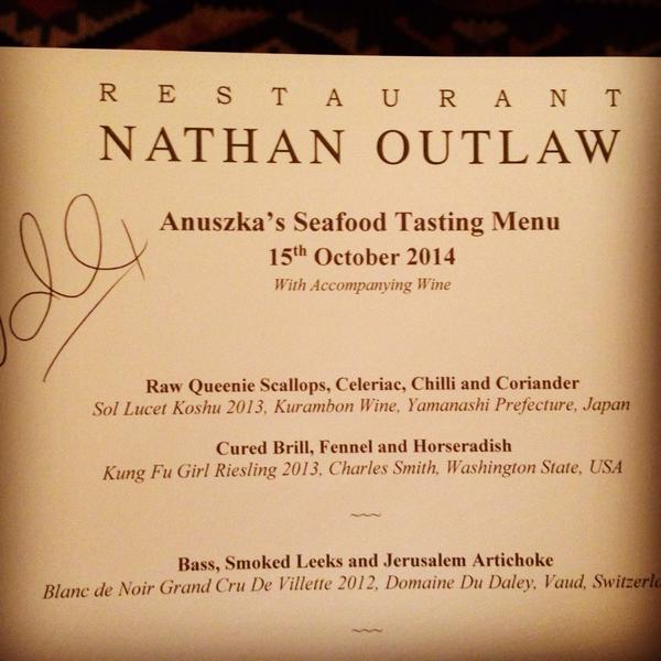 INCREDIBLE dinner! LOVED it! Thank you @Nathanoutlaw even managed all 9 courses and back in time to feed the babies!