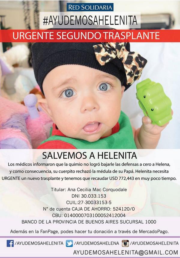ayudemosahelena's tweet photo. Helenita necesita trasplantarse nuevamente ENTRE TODOS PODEMOS SALVARLE LA VIDA #AyudemosAHelenita  RT http://t.co/WhWxUCUqL0