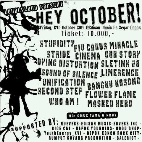 #New 'HEY OCTOBER' 17th Oct '14 at @Edisanmusic Depok-Indonesia No Fight Just Party! Cc. @hildhania <a href="/Lemaque/">Randi Andhika Aziz</a>