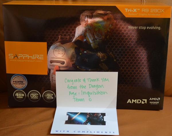 azuresilk's tweet photo. @Dragonage @FemSteph The R9 290x is already here!! Thanks again Dragon Age team!! http://t.co/AQapKqpDsx