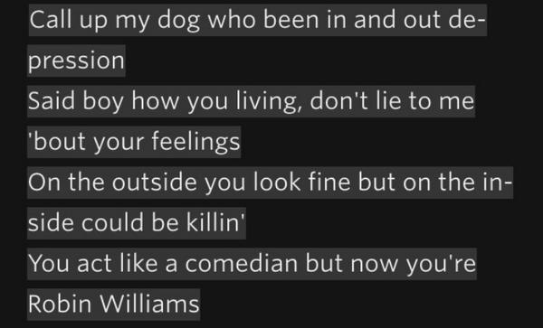 snxpchat's tweet photo. Big Sean said it best when it comes to depression http://t.co/HWRcbJPqQa
