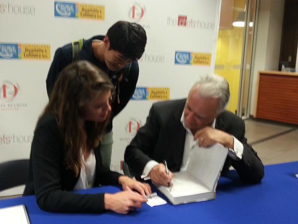 GBCCHCA's tweet photo. Chef Alain Ducasse signing his book Nature @GBCollege #DucasseAtGBC http://t.co/kLPDjSkwg5