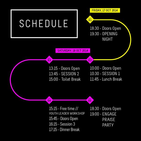 #Engageyouthfest Schedules for Friday &amp; Saturday!