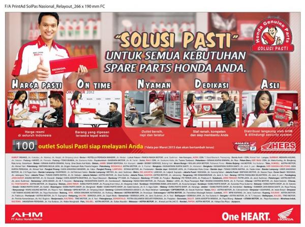 Bang Mpok, pake Spare Parts asli Honda sebagai Solusi Pasti kebutuhan motor Honda! Harga pasti, dedikasi, asli!