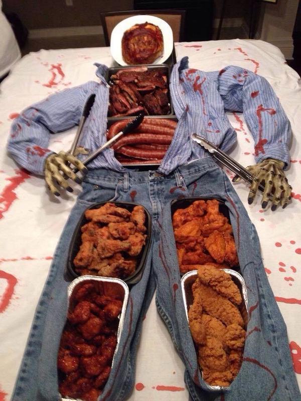 CallLauraToSell's tweet image. Pretty gross- but, a creepy Halloween buffet. Pass me a thigh please...#Zombies #Halloweenmenu #Halloween #carnivore