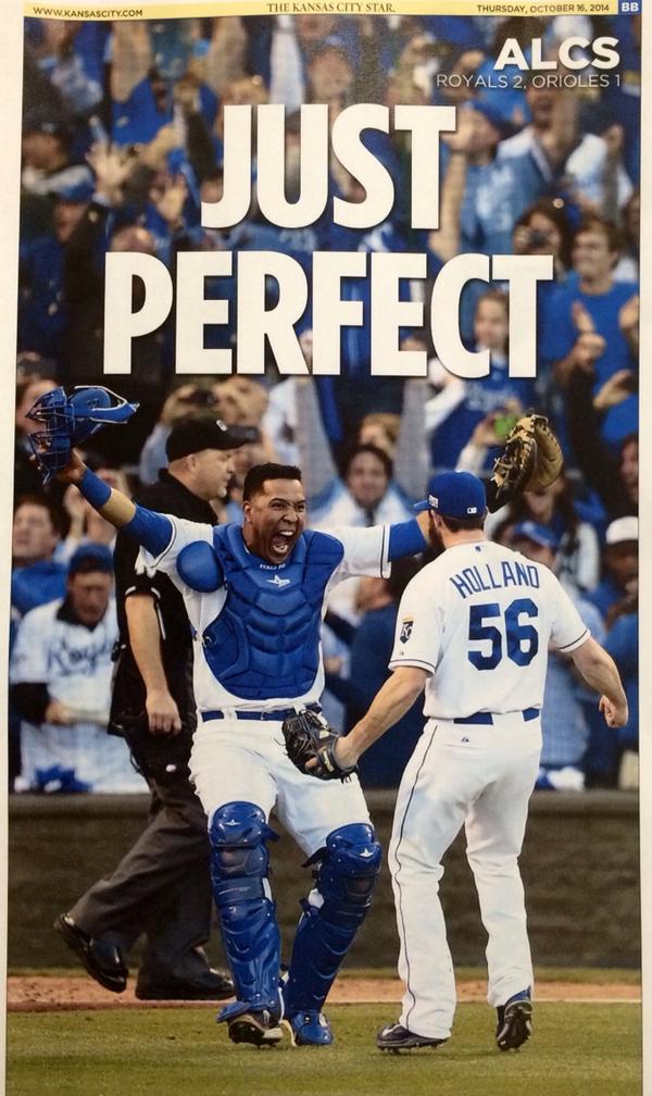 jeff_rosen88's tweet photo. Here's an early look at the #Royals special-section cover for tomorrow's @KCStar. #worldseries http://t.co/CcAXCkFE3Q