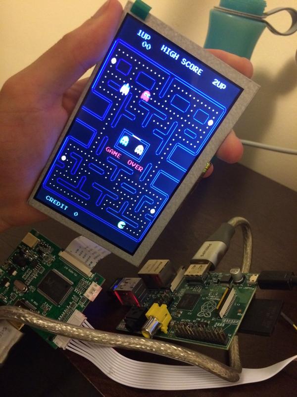 NickBarth's tweet photo. My RPi Pacman is running. Just need to make a little arcade case/cabinet now. http://t.co/KQP73IxQYH