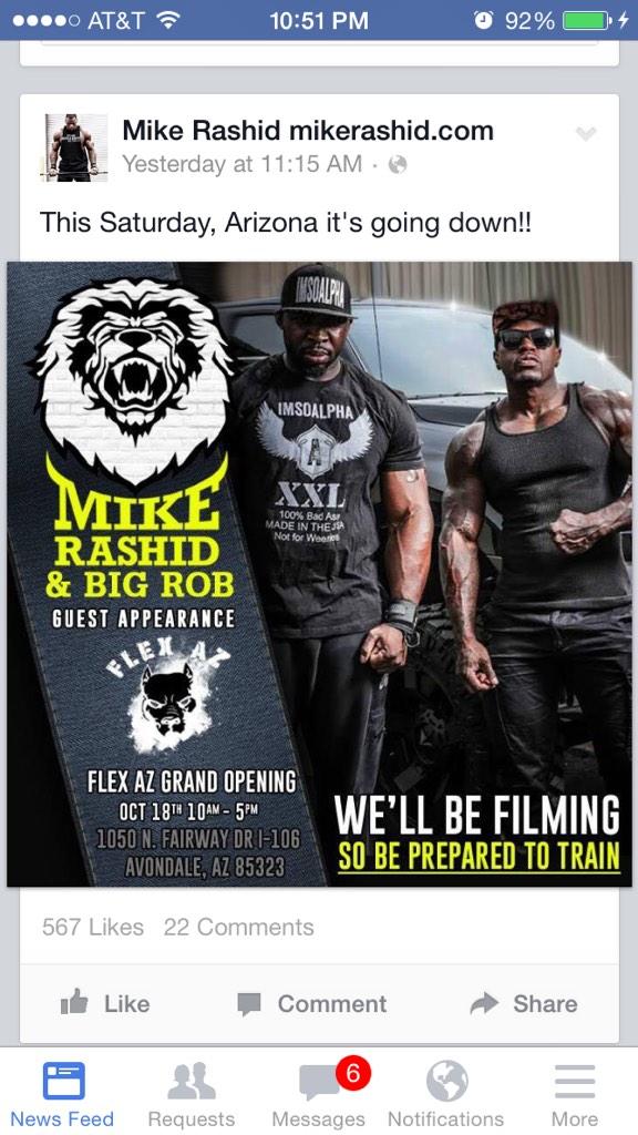 Mo_Dubb's tweet photo. Gotta take advantage of the opportunity to see #OverTraining in person. @mikerashid7 & Big Rob #FlexAZ grand opening. http://t.co/qGRB6vB7Bq