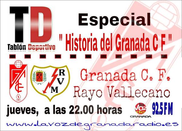TablonDeportivo's tweet photo. Esta noche toca HISTORIA!! Tablón Deportivo Especial Historia del Granada C.F. Hoy los Granada C.F - Rayo Vallecano http://t.co/yKaji1V3Za