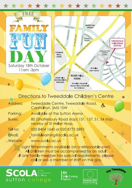 Family Fun Day this Sat 18th October. All activities are FREE including: Circus Skills, Soft Play, Nail Bar &amp; more!