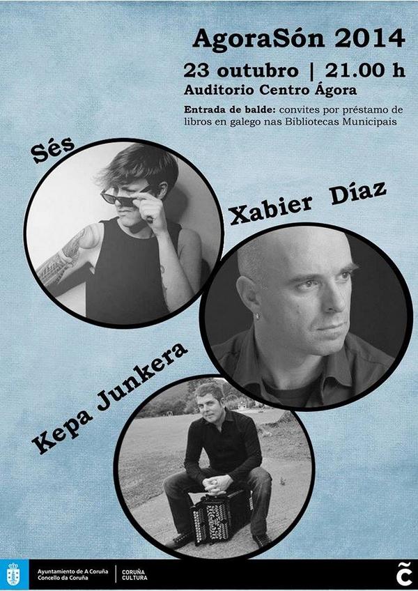 Urbanacoru's tweet photo. RT @rialtacoruna: El 23/10 el @centro_agora acoge #AGORASÓN2014, con @mariaxosesilvar, @salitremusica y @kepajunkera http://t.co/j6ZHoKOOUQ