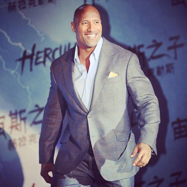 TheRock's tweet photo. "Cause every girl's crazy bout a sharp dressed man.." #Beijing #HERCULESWorldTour #NoFannyPacks http://t.co/nXMxW4hTyj