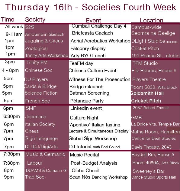 Free stuff  <a href="/TCDCircusSoc/">Trinity Juggling and Circus Society</a> <a href="/ZooSoc/">DU ZooSoc</a> #TAW <a href="/Trinity_FM/">Trinity FM</a> <a href="/TCDChineseSoc/">TCD Chinese Society</a> <a href="/DUPlayers/">DU Players</a> @TrinitySciFi @dufrenchsoc #GoFourth