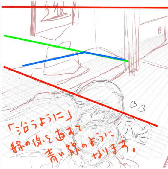 @clematis_patens @Mamarin_ @jerryjerrycchi 
問題の線を挟むように存在する、赤い線に注目すれば、緑の線が、「グリッドに沿ってない」ことがわかると思います。
直すとこう。 