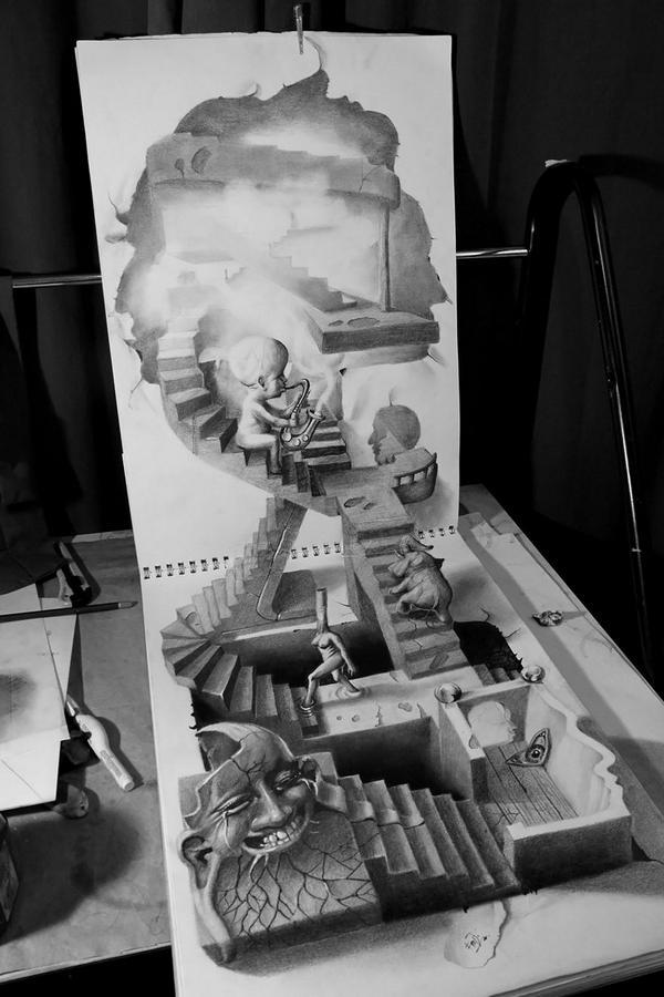 iIusionOptica's tweet photo. Impresionante capacidad de perspectiva! Muy interesante el dibujo! http://t.co/zgx6RYDRwo