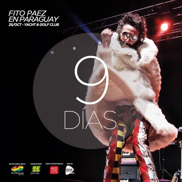 ¡Nueve días para el concierto de <a href="/FitoPaezMusica/">Fito Paez</a> en Paraguay! Entradas en @RedUTS_Py