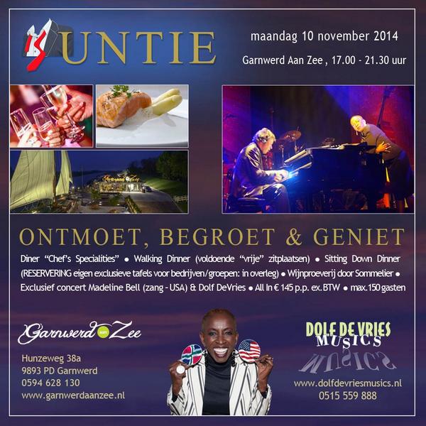 Garnwerd aan Zee organiseert Exclusief concert Madeline Bell (zang u.s.a) &amp; Dolf de Vries. Reserveer nu 0594-628130
