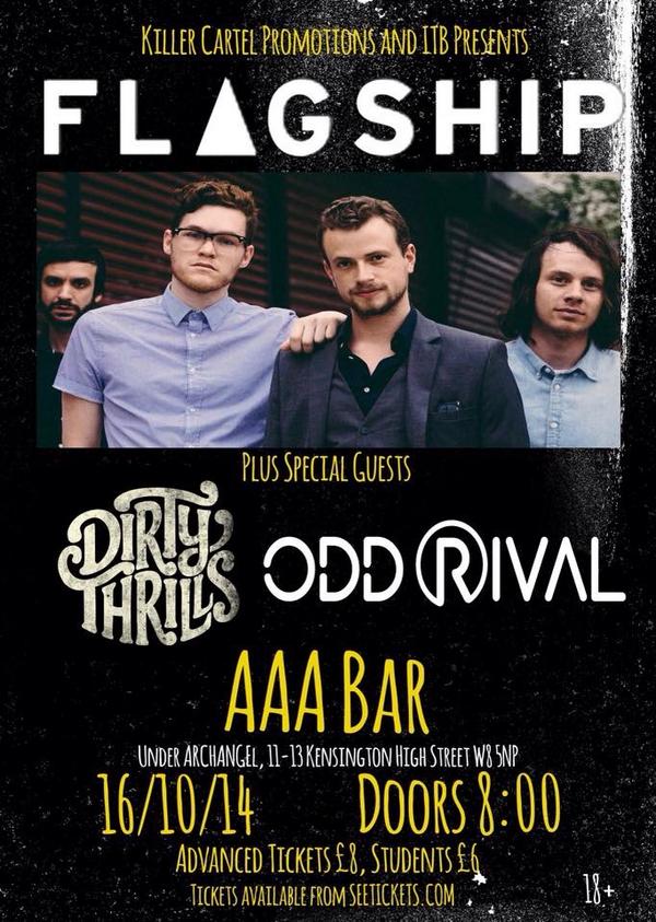 Looking forward to seeing <a href="/FlagshipOffcl/">Flagship</a> <a href="/DirtyThrills/">Dirty Thrills</a> &amp; @oddrival tonight!
Get your tickets @ m.seetickets.com/event/flagship…