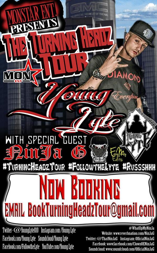 M0NSTAR_ENT's tweet photo. #TurningHeadzTour #MonstarENT #Whatupmyninja @younglyte810 @ThatNinJaG Promoters-email Bookturningheadztour@Gmail.com http://t.co/aUiPMCq71Y