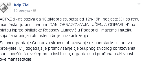 ADP_ZiD_'s tweet photo. 18.oktobra od 12h-19h XIII manifestacija u organizaciji #ADPZID  
Dođite da zajedno uveličamo ovaj događaj!  :) http://t.co/X5m8Jo20Br