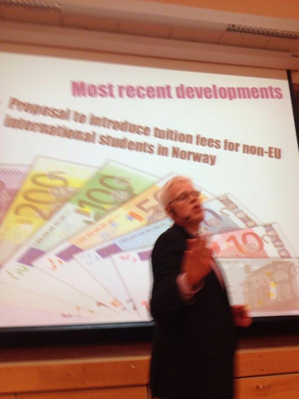 ISU_NORWAY's tweet photo. Pro-rector Frode Eika Sandnes talks of facilitation of integration of Int. students in HE in Norway @ISU_NORWAY. http://t.co/jvLE82HqSK