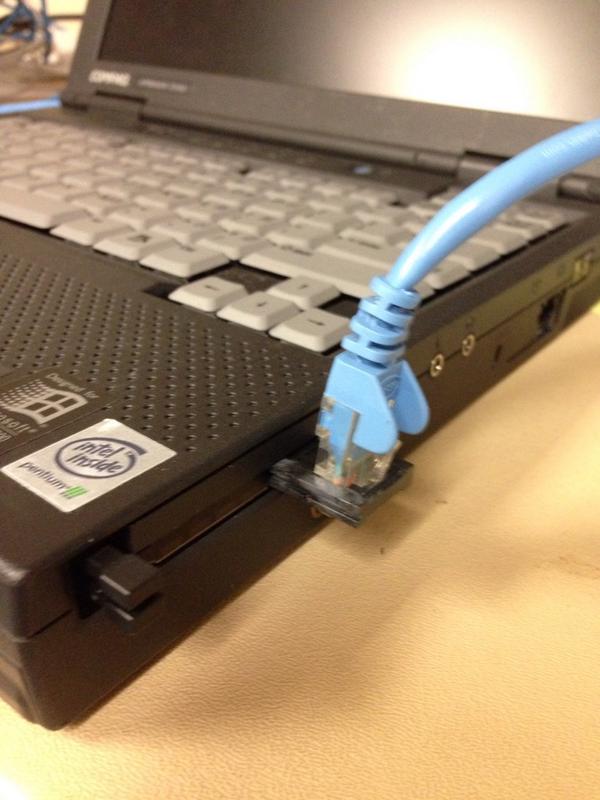 chericson's tweet image. &quot;Um, My Network Connecter Broke&quot; #fivewordtechhorror RT @rsaeks: Remember when LTs had NICs that connected like this?