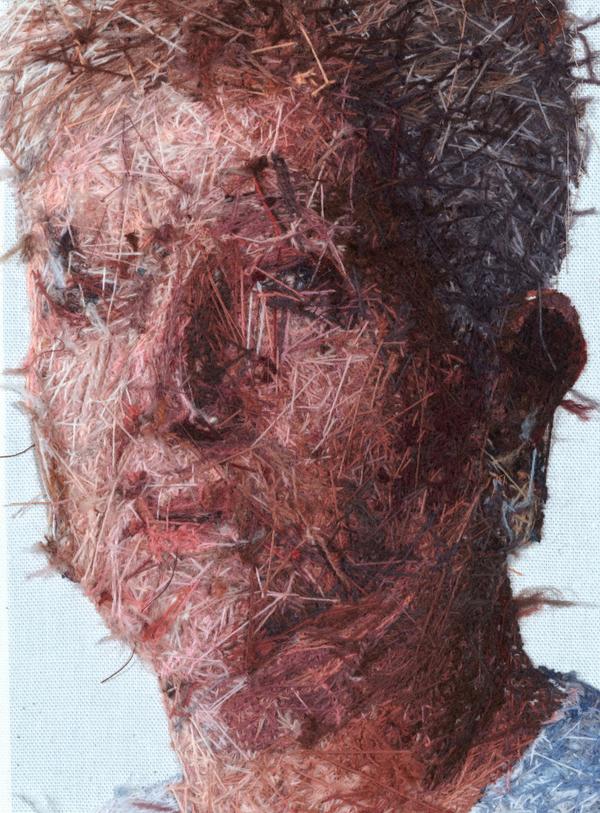 CayceZavaglia's tweet photo. #tbt Back of Aunt Lin 2009 #crewelwool #embroidery #portraits http://t.co/hWgPXTUTsp