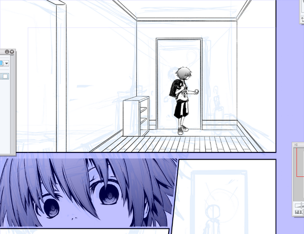 パース定規で楽に描けるのはここまで。部屋の間取りもちゃんと考えなきゃだなぁ。 