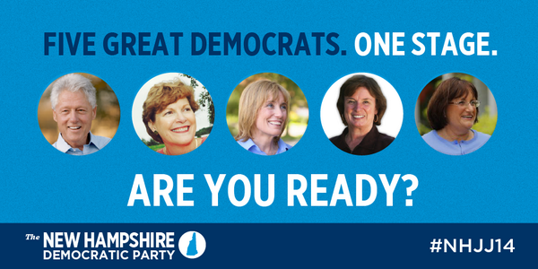 NHDems's tweet photo. Retweet if you're fired up for tonight's JJ and proud to be a Democrat. #NHJJ14 #NHpolitics http://t.co/gsZpBSbaR7