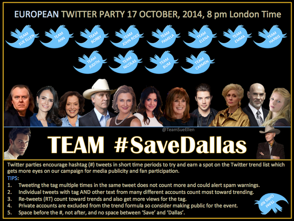 TeamLinda_Gray's tweet photo. Europe is doing a #SaveDallas tweetathon tomorrow!👏  Tips for new tweeters. Pls share to spread word. 
@joppe_007 http://t.co/0o59UMz930