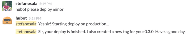stefanosala's tweet image. I &amp;lt;3 hubot :) #devops #hubot #deploy