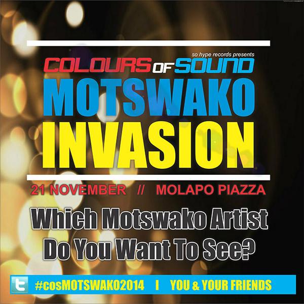 RT <a href="/sirmassie/">Mr Massie</a>: Colours Of Sound - MOTSWAKO INVASION #cosMOTSWAKO 21 November 2014