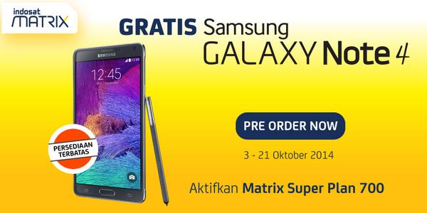 indosatim3's tweet photo. Mau jd pemilik Samsung Galaxy #IndosatNote4? Ayo Pre-Order sekarang dgn berlangganan Indosat #MatrixSuperPlan! http://t.co/DPtLsYGC1c