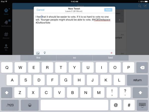 19lcun's tweet photo. @KQEDedspace #DoNowVote http://t.co/v53KFGisxx