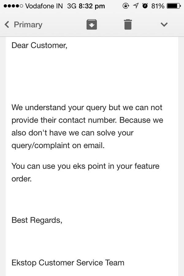 Wanted to talk to some real person at <a href="/EkStop/">Stop.to ek_saza</a> This the the reply I get. Can't stop laughing :) #epicfail