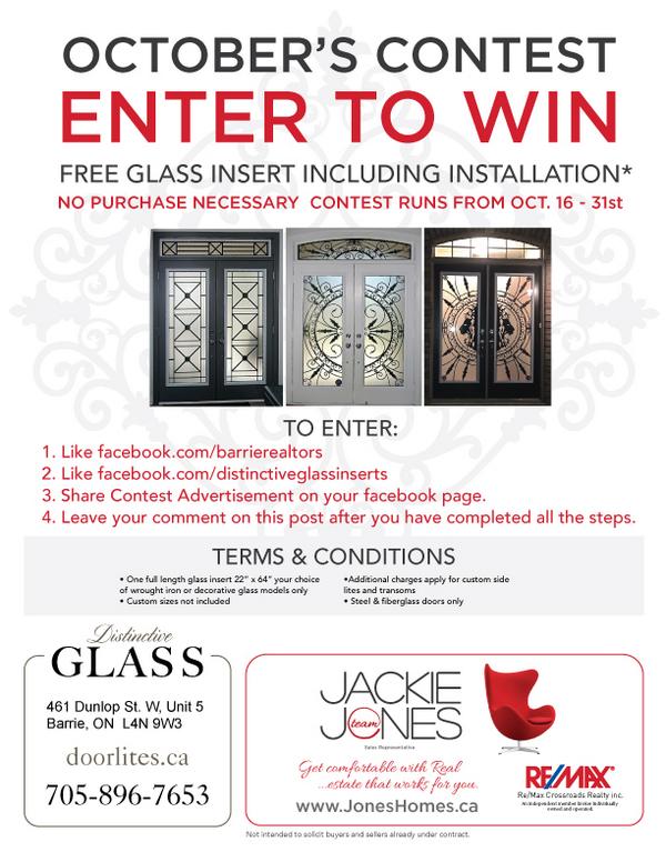 GLASSInserts's tweet image. DISTINCTIVE GLASS and JACKIE JONES TEAM have partnered and now you have the chance to win a FREE glass door insert!!