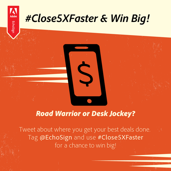 AdobeDocCloud's tweet photo. Where do u get ur best deals done? Tweet w/ #Close5Xfaster today for a chance to win #DF14 http://t.co/Fd7T5n4ytr http://t.co/JzxkYpFRnw