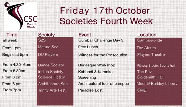 Friday #GoFourth <a href="/TCDMature/">TCDMatureSoc</a> <a href="/DUDanceSoc/">DU Dance</a> <a href="/tcdarcsoc/">ArcSoc TCD</a> <a href="/TrinityArtsFest/">Trinity Arts Festival</a> <a href="/TrinityIndSoc/">Trinity Indian Soc</a> <a href="/DUPlayers/">DU Players</a> @TrinitySciFi