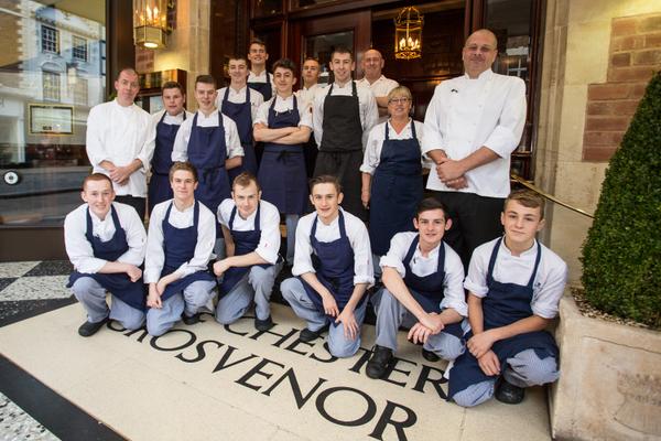 TheGrosvenor's tweet photo. @SimonRadley_TCG hosted a lunch today to celebrate the achievement of a Michelin Star for 25 consecutive years. http://t.co/Q5kQMJFLli