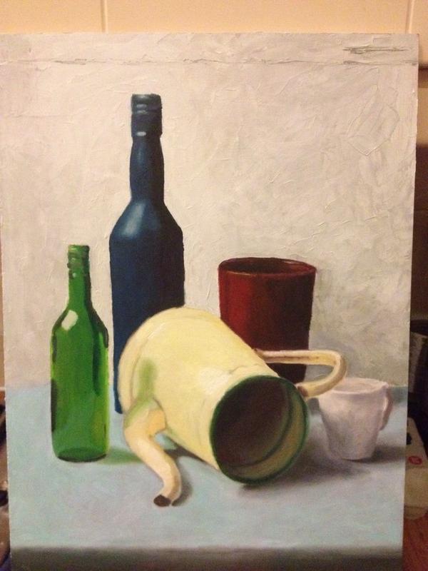 Jaxsmiff's tweet photo. Still life coming out of my ears! But great fun trying different styles #painting #art http://t.co/cYgiid1soX