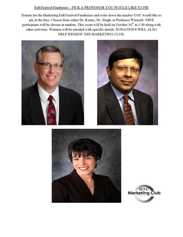 WIUMarketing's tweet photo. These professors from the CBT will be getting pied in the face today in front of Stipes!! lol #FallFest14 http://t.co/A2k0d7C7u9