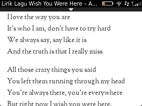 Teks Lagu Wish You Were Here - Berbagi Teks Penting