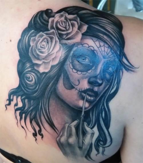 TattooViper's tweet photo. Catrina hecha para Eva #catrina #negroygris #tatuajes #castelldefels #tattoo #TattooViper http://t.co/NDLqxNKoSf