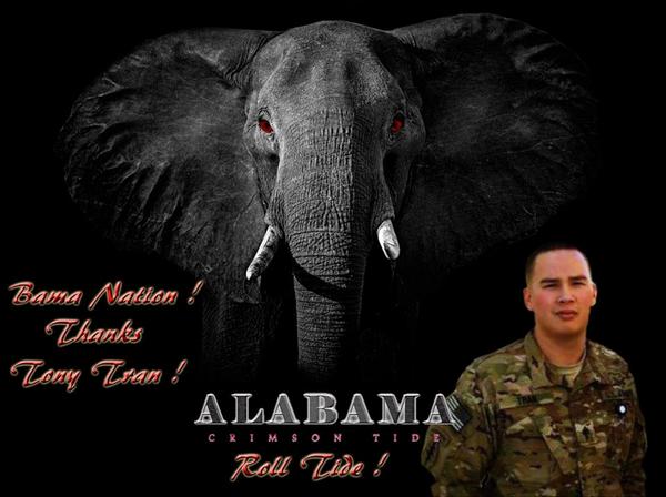 QueenBammer's tweet photo. Why we love @TideforTroops? They R sending these 2 military men 2 the game Saturday! #SupportOurTroops #TideForTroops http://t.co/Racudg9ufJ